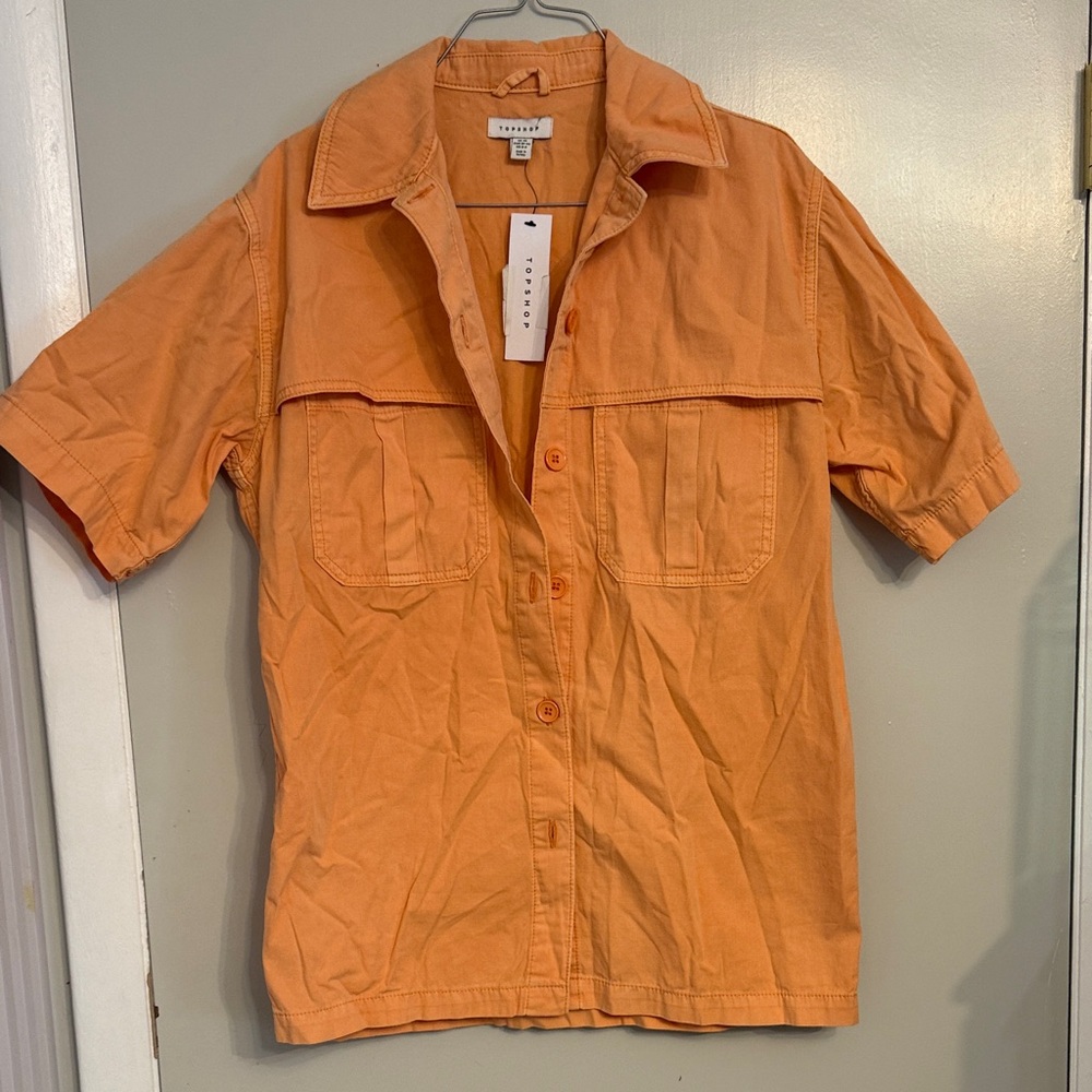 Topshop Peach Button-Up Shirt